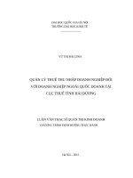 Quản lý thuế thu nhập doanh nghiệp đối với doanh nghiệp ngoài quốc doanh tại cục thuế tỉnh hải dương    