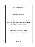 Quản lý rủi ro tín dụng khách hàng cá nhân tại ngân hàng TMCP công thương việt nam – chi nhánh hà tĩnh 