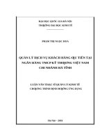 Quản lý dịch vụ khách hàng ưu tiên tại ngân hàng TMCP kỹ thương việt nam – chi nhánh hà tĩnh 