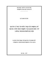 Quản lý dự án đầu tư xây dựng sử dụng vốn nhà nước tại quận bắc từ liêm, thành phố hà nội 