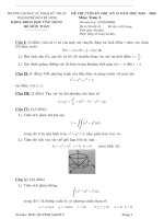 Đề thi cuối học kỳ II năm học 2019-2020 môn Toán 3 - ĐH Sư phạm Kỹ thuật