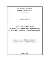 Quản lý rủi ro tín dụng tại ngân hàng TMCP đầu tư và phát triển việt nam – chi nhánh sơn tây     