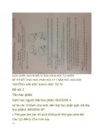 Đề thi kết thúc học phần học kỳ I năm học 2019-2020 môn Sinh học người - ĐH Khoa học Tự nhiên