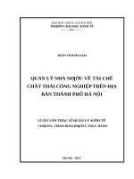 Quản lý nhà nước về tái chế chất thải công nghiệp trên địa bàn thành phố hà nội 