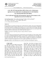 Các yếu tố ảnh hưởng đến năng lực lãnh đạo, quản lý của đội ngũ cán bộ quản lý cấp phòng tại thành phố Hồ Chí Minh