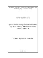 Luận văn Thạc sĩ Công tác xã hội: Dịch vụ công tác xã hội với trẻ em khuyết tật tại Trung tâm phục hồi chức năng người khuyết tật Thuỵ An