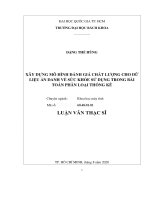 Xây dựng mô hình đánh giá chất lượng cho dữ liệu ẩn danh về sức khỏe sử dụng trong bài toán thống kê