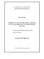Nghiên cứu xây dựng hệ thống cảnh báo ùn tắc giao thông dựa vào phân tích dữ liệu lớn