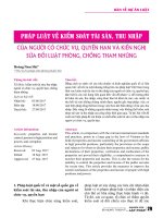 Pháp luật về kiểm soát tài sản, thu nhập của người có chức vụ, quyền hạn và kiến nghị sửa đổi luật phòng, chống tham nhũng