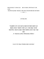 NGHIÊN CỨU XÂY DỰNG MỘT SỐ TRÒ CHƠI VẬN  ĐỘNG PHÁT TRIỂN THỂ LỰC CHO HỌC SINH TRƯỜNG TRUNG HỌC PHỔ THÔNG DÂN TỘC NỘI TRÚ  N’ TRANG LƠNG TỈNH ĐẮK NÔNG