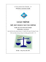 Giáo trình Báo cáo tài chính  Nghề: Kế toán doanh nghiệp  CĐ Kỹ Thuật Công Nghệ Bà RịaVũng Tàu