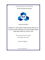 Nghiên cứu phát triển chỉ số thành công dự án xây dựng công trình hạ tầng giao thông theo hình thức hợp tác công tư PPP