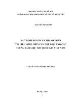 Xác định nguồn và thành phần tài liệu nghe nhìn nộp  vào các trung tâm lưu trữ quốc gia việt nam 