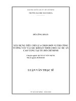 Xây dựng tiêu chí lựa chọn đơn vị thi công tường vây và cọc khoan nhồi cho các dự án cao tầng tại TP. Hồ Chí Minh