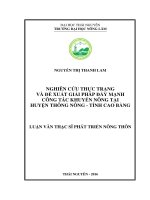 (Luận văn thạc sĩ) Nghiên cứu thực trạng và đề xuất giải pháp đẩy mạnh công tác khuyến nông tại huyện Thông Nông, tỉnh Cao Bằng