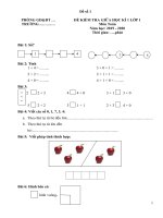 Bộ đề thi giữa học kì 1 môn Toán lớp 1 năm 2019  2020 (.DOC)