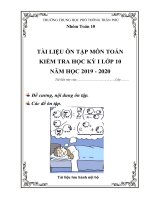 TÀI LIỆU ÔN TẬP MÔN TOÁN KIỂM TRA HỌC KỲ I LỚP 10 NĂM HỌC 2019  2020