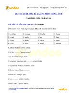 bo de thi hoc ki 2 lop 6 mon anh 2019 2020