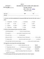 Bộ đề thi giữa học kì 1 môn tiếng Anh lớp 10 năm 2020  2021