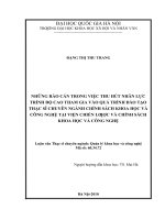 Những rào cản trong việc thu hút nhân lực trình độ cao tham gia vào quá trình đào tạo thạc sĩ chuyên ngành chính sách khoa học và công nghệ tại viện chiến lược và chính sách khoa học và công nghệ   