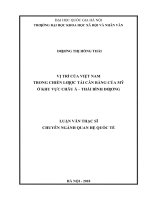 Vị trí của việt nam trong chiến lược tái cân bằng của mỹ ở khu vực châu á   thái bình dương   