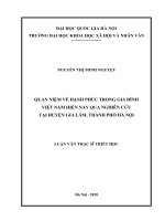 Quan niệm về hạnh phúc trong gia đình việt nam hiện nay qua nghiên cứu tại huyện gia lâm, thành phố hà nội 