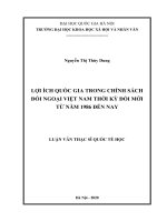 Lợi ích quốc gia trong chính sách đối ngoại việt nam thời kỳ đổi mới từ năm 1986 đến nay 
