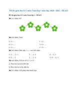 Bộ đề thi giữa học kì 1 môn toán lớp 1 năm 2020   2021