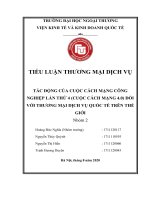 Thương mại dịch vụTÁC ĐỘNG CỦA CUỘC CÁCH MẠNG CÔNG NGHIỆP LẦN THỨ 4 (CUỘC CÁCH MẠNG 4.0) ĐỐI VỚI THƯƠNG MẠI DỊCH VỤ QUỐC TẾ TRÊN THẾ GIỚI