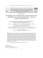 Xây dựng danh mục tương tác thuốc cần chú ý trong thực hành lâm sàng tại Khoa Nội - Bệnh viện Kiến An Hải Phòng