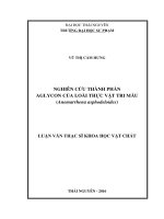 (Luận văn thạc sĩ) Nghiên cứu thành phần Aglycon của loài thực vật tri mẫu