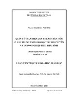 Quản Lý Thực Hiện Quy Chế Chuyên Môn Ở Các Trung Tâm Giáo Dục Thường Xuyên Và Hướng Nghiệp Tỉnh Thái Bình​