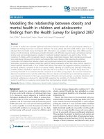 Modelling the relationship between obesity and mental health in children and adolescents: Findings from the Health Survey for England 2007