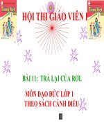 BÀI GIẢNG ĐIỆN TỬ  BÀI THI GIẢNG GIÁO VIÊN DẠY GIỎI CẤP TRƯỜNG                                           MÔN ĐẠO ĐỨC LỚP 1                                          THEO SÁCH CÁNH DIỀU.  BÀI 11: TRẢ LẠI CỦA RƠI.