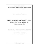 Nâng cao chất lượng đội ngũ cán bộ, công chức tại huyện Đại Từ, tỉnh Thái Nguyên