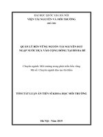 Tóm tắt Luận án Tiến sĩ Khoa học môi trường: Quản lí bền vững nguồn tài nguyên đất ngập nước dựa vào cộng đồng tại hồ Ba Bể