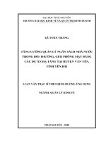 Tăng cường quản lý ngân sách nhà nước trong bồi thường, giải phóng mặt bằng các dự án hạ tầng tại huyện Văn Yên, tỉnh Yên Bái (Luận văn thạc sĩ)