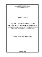 Dạy học xác suất và thống kê cho học viên chuyên ngành trinh sát kỹ thuật tại học viện khoa học quân sự theo hướng tích hợp với lý thuyết thông tin tt