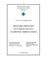 Những Khái Niệm Cơ Bản Về Lý Thuyết Xác Suất Câu Hỏi Trắc Nghiệm Vận Dụng