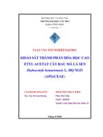 Khảo Sát Thành Phần Hóa Học Trên Cao Etyl Acetat Cây Rau Má Lá Sen (Hydrocotyl Bonariensis L.)