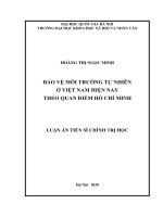 Bảo vệ môi trường tự nhiên ở Việt Nam hiện nay theo quan điểm Hồ Chí Minh