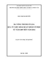 Ba vòng thành Cổ Loa qua tư liệu khai quật khảo cổ học từ năm 2007 đến năm 2014