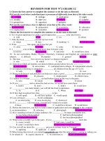 Đề cương ôn tập kiểm tra 1 tiết HK1 môn Tiếng Anh 12 năm 2019-2020 - Trường THPT Tôn Thất Tùng (Lần 2)