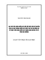 Vai trò của viện kiểm sát đối với việc bảo vệ quyền của bị can trong kiểm sát điều tra vụ án hình sự, từ thực tiễn viện kiểm sát nhận dân huyện tứ kỳ, tỉnh Hải Dương