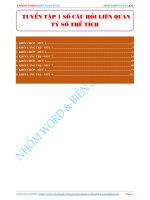 TUYỂN TẬP CÁC CÂU HỎI LIÊN QUAN ĐẾ TỶ SỐ THỂ TÍCH