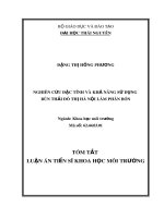 Tóm tắt Luận án tiến sĩ Khoa học môi trường: Nghiên cứu đặc tính và khả năng sử dụng bùn thải đô thị Hà Nội làm phân bón