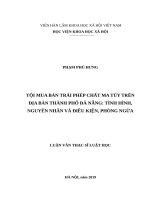 Tội mua bán trái phép chất ma túy trên địa bàn thành phố Đà Nẵng Tình hình, nguyên nhân và điều kiện, phòng ngừa