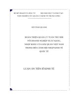 Hoàn thiện quản lý tuân thủ đối với doanh nghiệp xuất khẩu, nhập khẩu của hải quan việt nam trong bối cảnh hội nhập kinh tế quốc tế