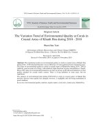 Diễn biến chất lượng môi trường tại các rạn san hô ven bờ Khánh Hòa giai đoạn 2010-2018