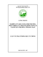 (Luận văn thạc sĩ) Nghiên cứu khả năng sinh trưởng, phát triển của một số giống ngô lai tại huyện Chợ Đồn, tỉnh Bắc Kạn